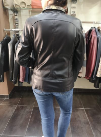 CHAQUETA DE PIEL NEGRA COMBINADA