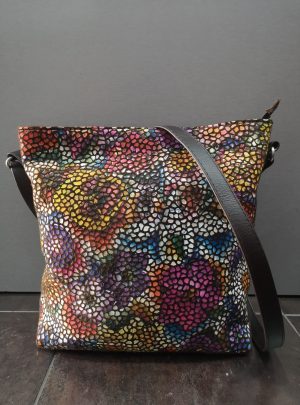 BOLSO DE PIEL BANDOLERA COLOR MARRON COMBINADO