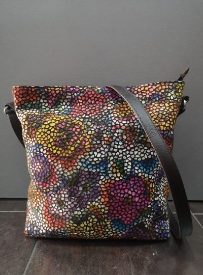 BOLSO DE PIEL BANDOLERA COLOR MARRON COMBINADO