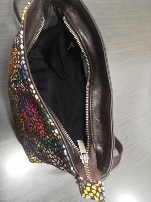 BOLSO DE PIEL BANDOLERA COLOR MARRON COMBINADO