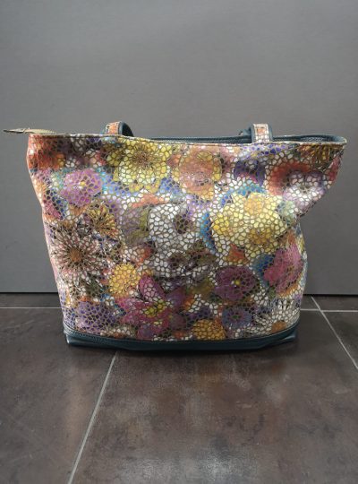 BOLSO DE PIEL COMBINADO EN VERDE