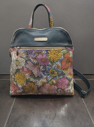 MOCHILA DE PIEL VERDE COMBINADA